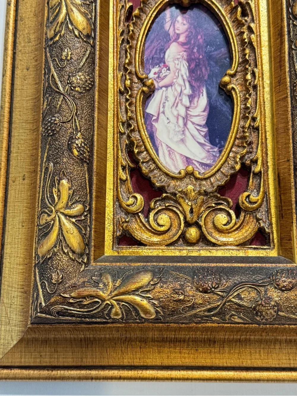 Rare Vintage ORNATE GOLD FRAME OPHELIA BY ARTHUR HUGHES PRINT 15” X 10”